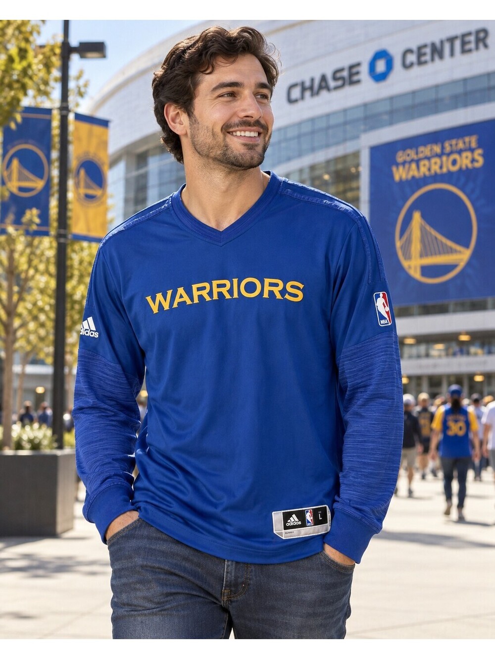 Adidas Golden State Warriors NBA Sample Warmup Shooting Shirt Player ID Large